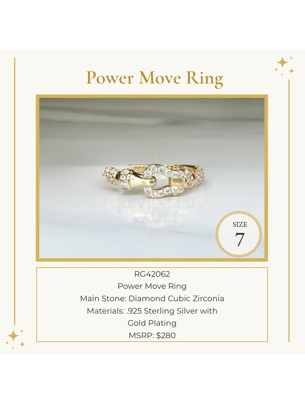 Power Move Ring - Size 7 - Sterling Club Vermeil